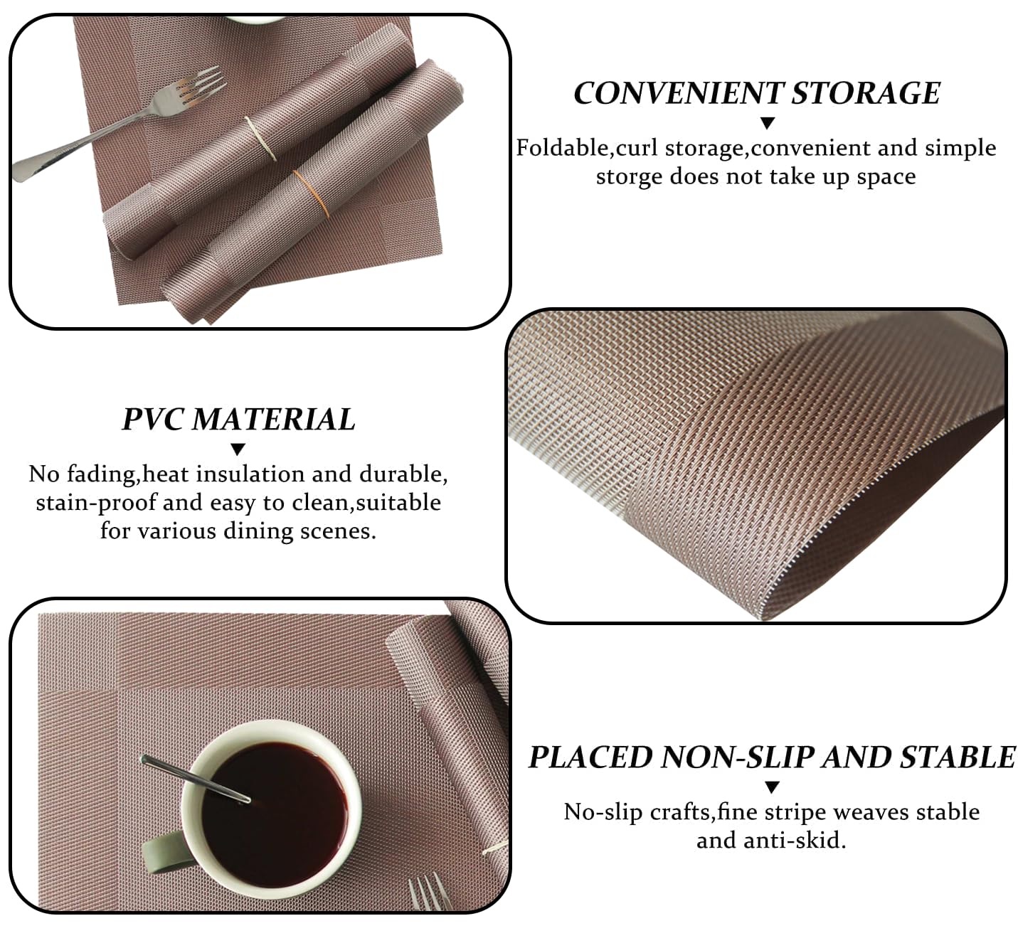 Dining Table Placemats for Kitchen & Home Decor – 45x30cm, Design -Cinnamon Weave