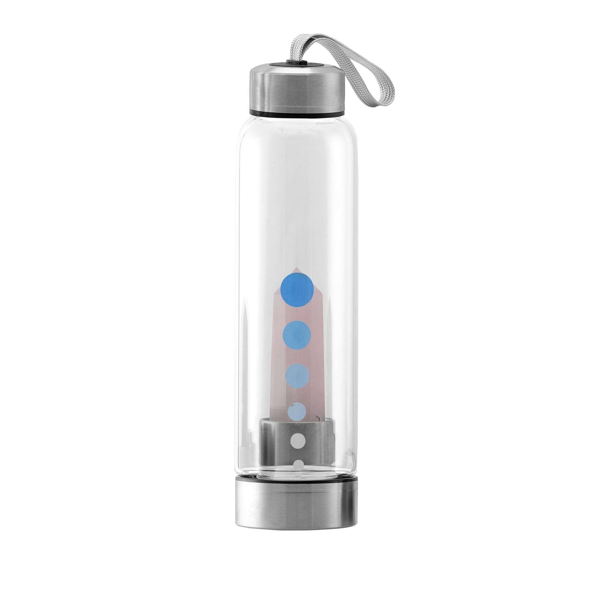 HydraMineral Crystal Energizer Water Bottle with Quartz Stones, Leak-Proof, BPA-Free