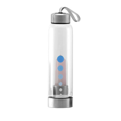 HydraMineral Crystal Energizer Water Bottle with Quartz Stones, Leak-Proof, BPA-Free