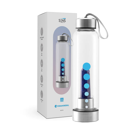 HydraMineral Crystal Energizer Water Bottle with Quartz Stones, Leak-Proof, BPA-Free