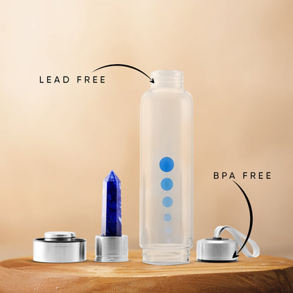 HydraMineral Crystal Energizer Water Bottle with Quartz Stones, Leak-Proof, BPA-Free