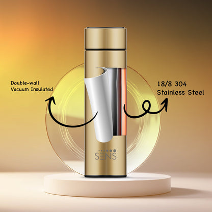 Hydra Smart 500ML Insulated Stainless Steel Bottle with Temperature Display & Tea Filter