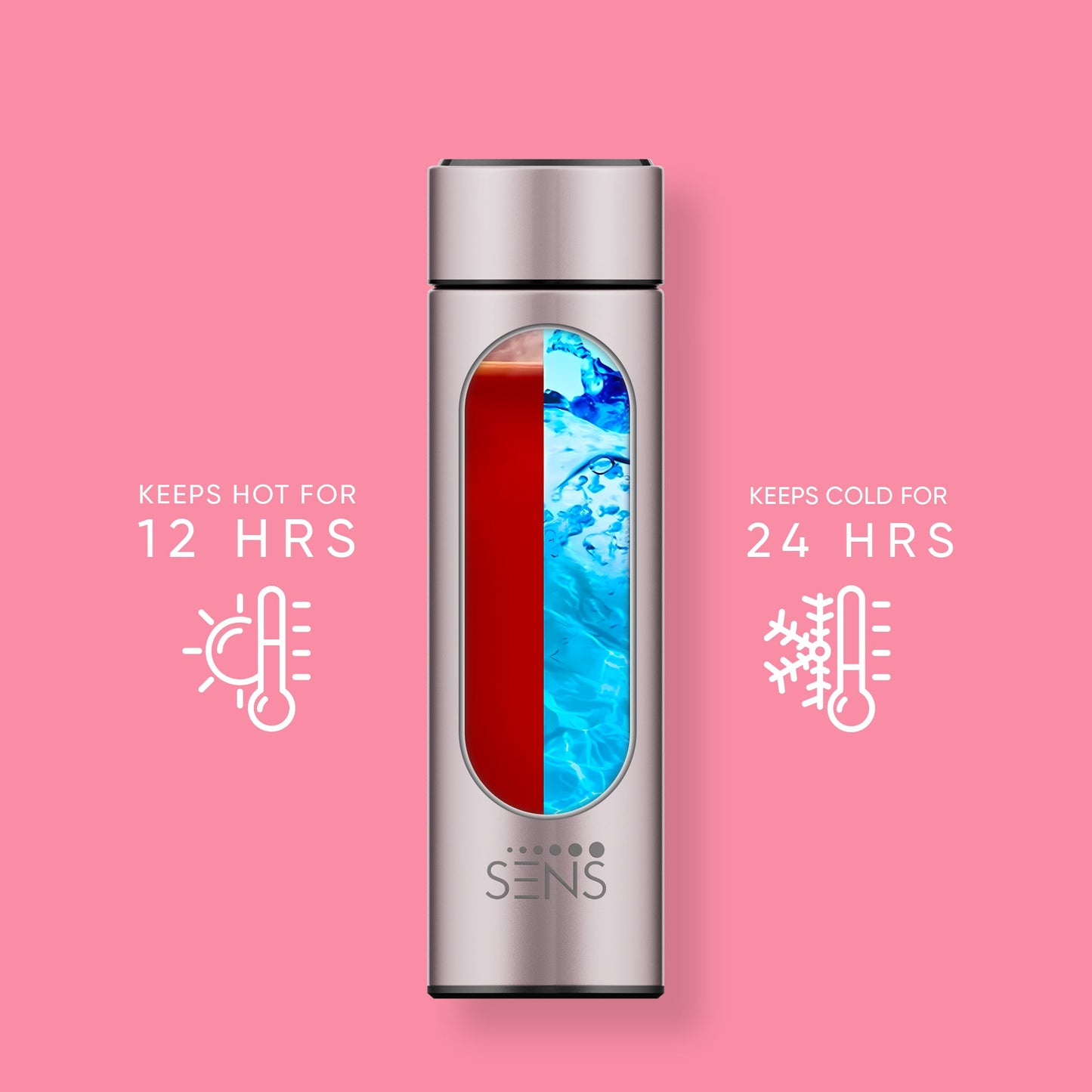 Hydra Smart 500ML Insulated Stainless Steel Bottle with Temperature Display & Tea Filter