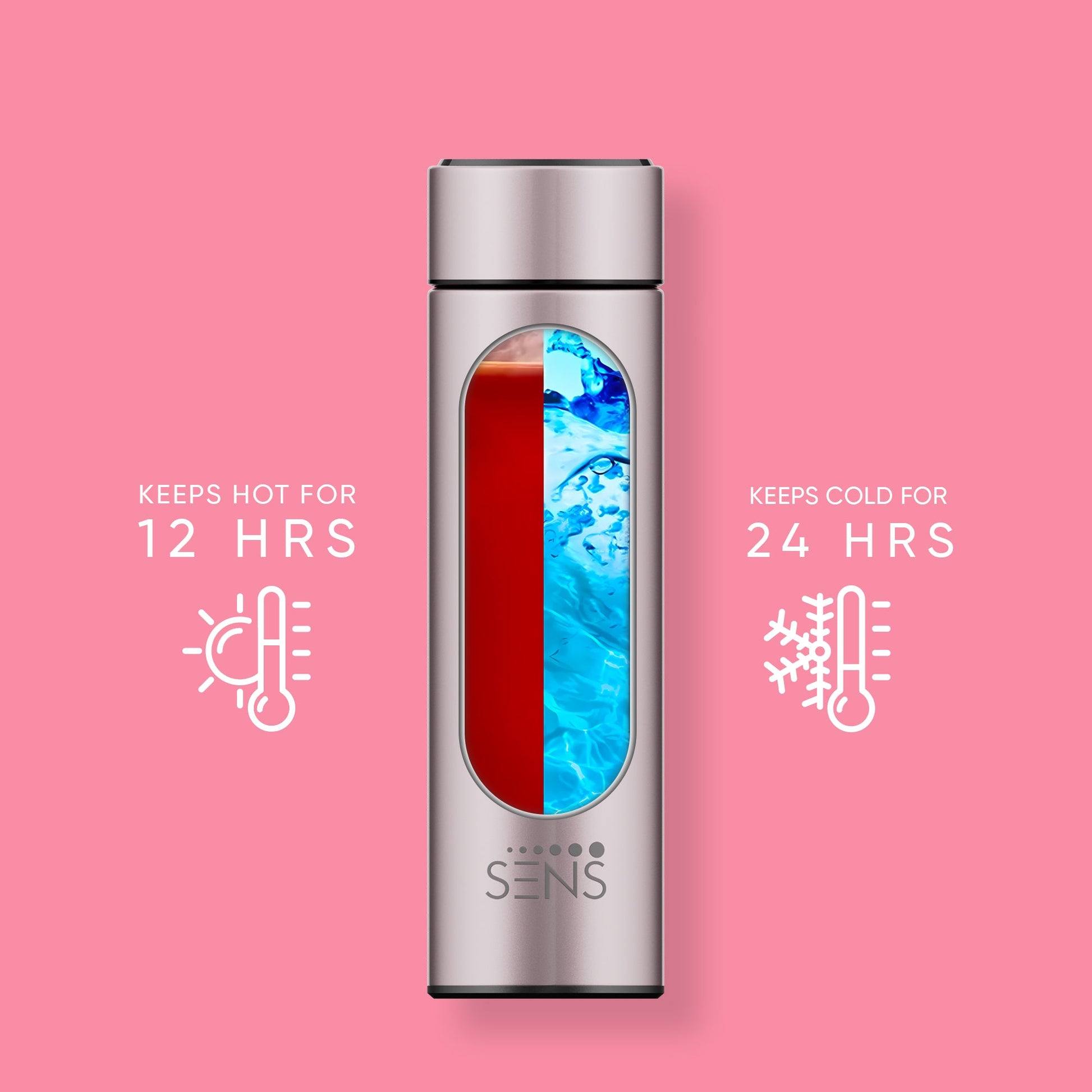Hydra Smart 500ML Insulated Stainless Steel Bottle with Temperature Display & Tea Filter