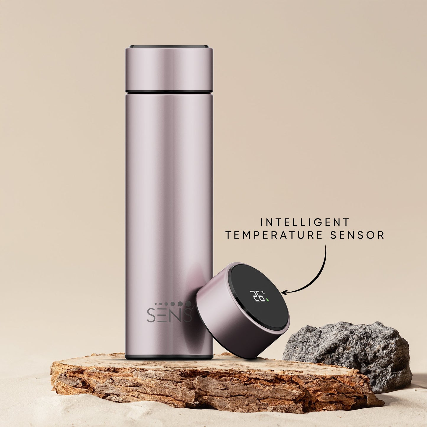 Hydra Smart 500ML Insulated Stainless Steel Bottle with Temperature Display & Tea Filter