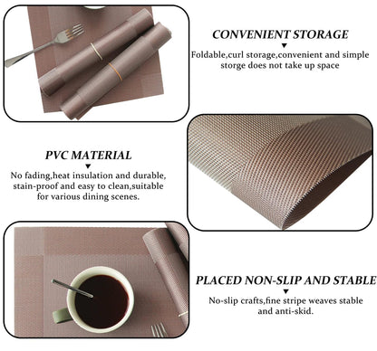 Dining Table Placemats for Kitchen & Home Decor – 45x30cm, Design -Cinnamon Weave