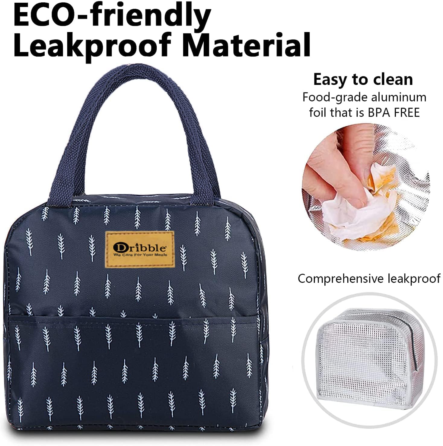 Dribble Deluxe Insulated Lunch Bag for Office School Travel, Hot Cold Food Carrier