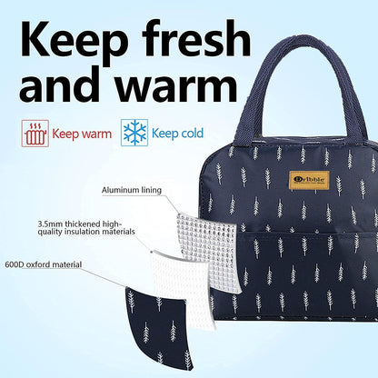 Dribble Deluxe Insulated Lunch Bag for Office School Travel, Hot Cold Food Carrier