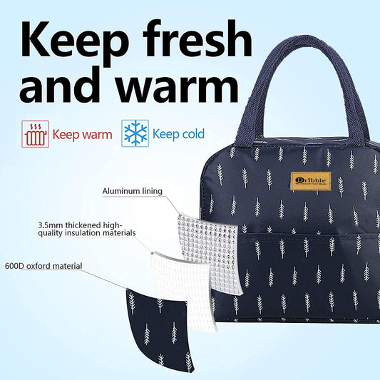 Dribble Deluxe Insulated Lunch Bag for Office School Travel, Hot Cold Food Carrier
