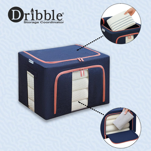 Dribble Foldable Steel Frame Clothes Storage Organizer Box 24L Blue