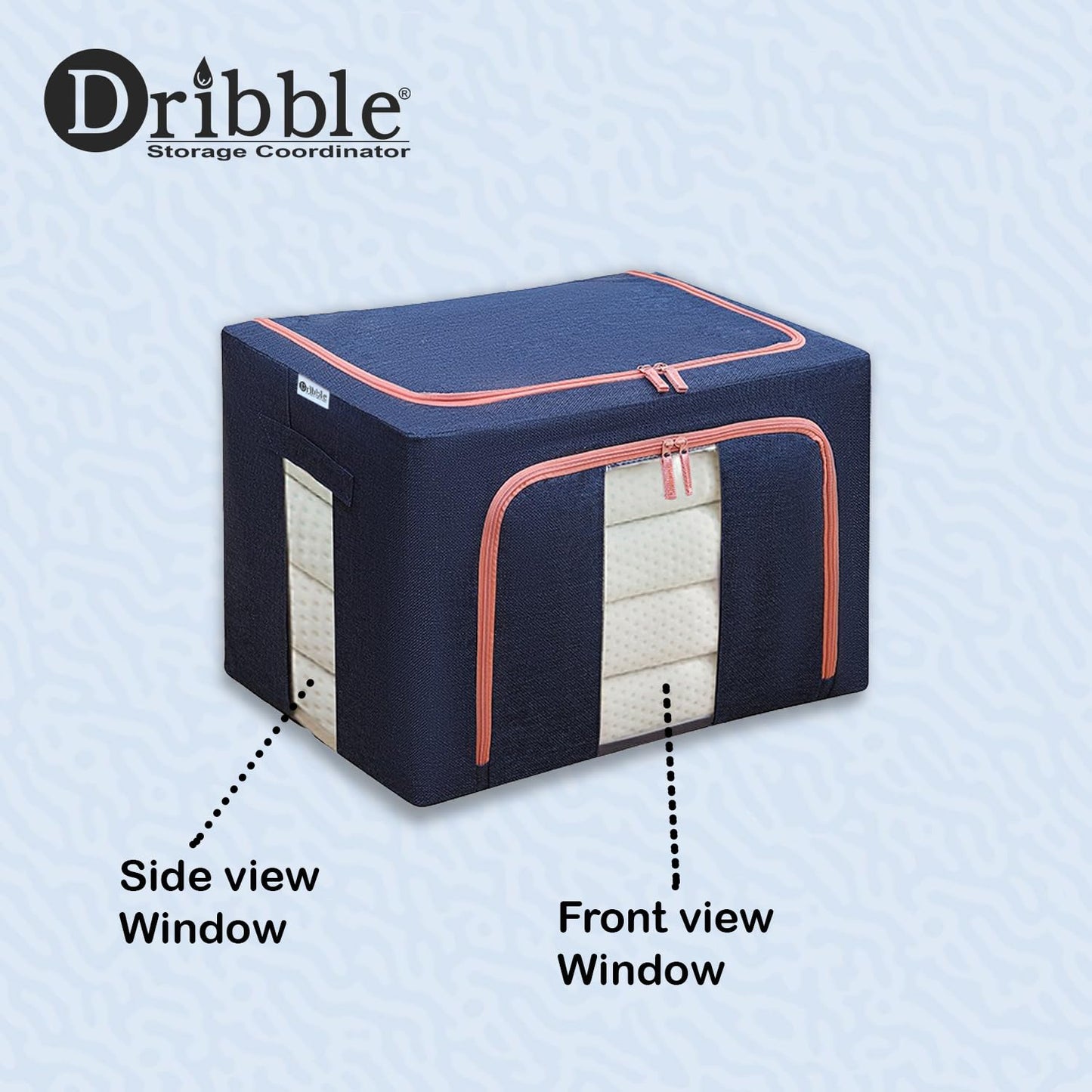 Dribble Foldable Steel Frame Clothes Storage Organizer Box 24L Blue
