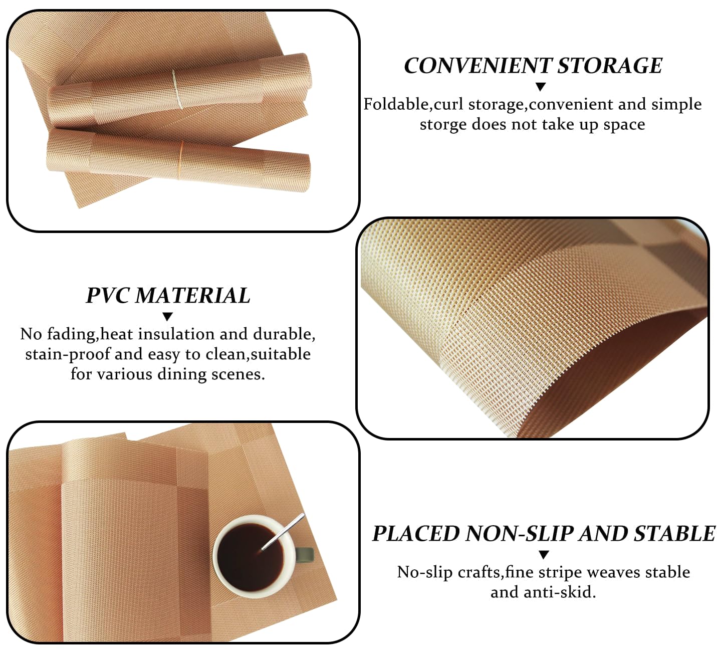 Dining Table Placemats for Kitchen & Home Decor – 45x30cm, Design -Sunstone