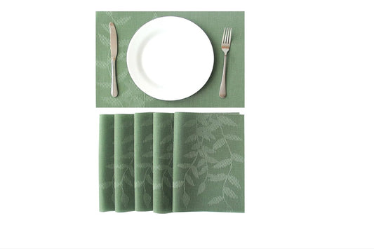 Dribble Urban Leaf PVC Placemats Set of 6 Heat-Resistant Washable Table Mats
