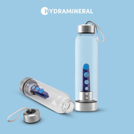 HydraMineral Crystal Energizer Water Bottle with Quartz Stones, Leak-Proof, BPA-Free